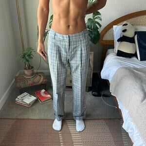 Bobby J Plaid Dress Pants Womens 3 4 Grey Glen Check Pleated Trouser Low Rise